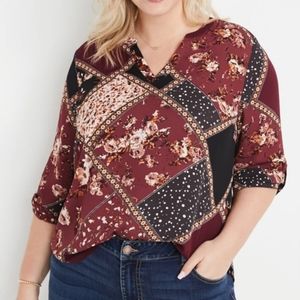 Maurices V-Neck Floral Blouse EUC. SIZE 0X